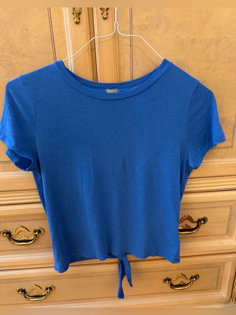 aerie Royal Blue Tie-Front Crop Tee